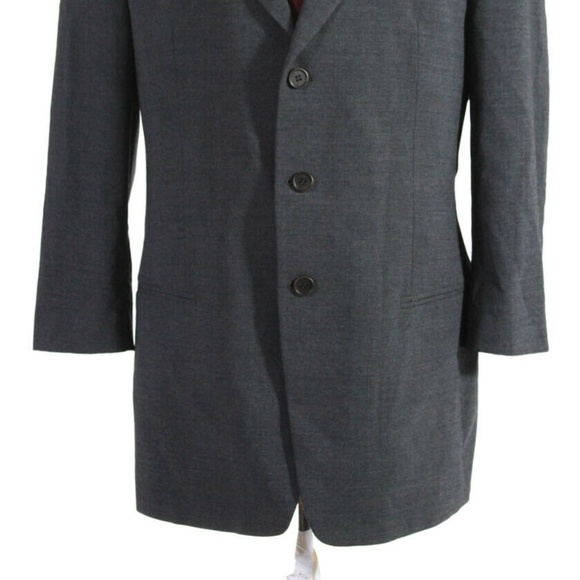 MANI THREE BUTTON NOTCHED LAPEL BLAZER GRAY WOOL - Picture 2 of 7
